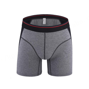 Venta al por mayor largo hombres Boxer corto moda algodón Spandex deporte gimnasio Fitness logotipo personalizado Boxer calzoncillos hombres ropa interior - Product Image 1