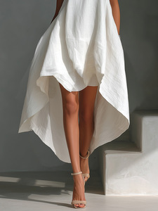 Nuevos Vestidos de Verano para <span class=keywords><strong>Mujer</strong></span> al por Mayor, sin Mangas, Asimétricos, de Corte Alto-Bajo, Ajuste Fluido, Tallas S-2XL, Textura Mate Refinada, Estilo Resort y Social - Product Image 6