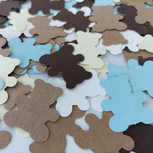 100PCS Confettis en forme d'ours pour baby shower, confettis en papier bleu et marron pour garçon et fille, décorations de table pour fête à domicile SP-27 - Product Image 2