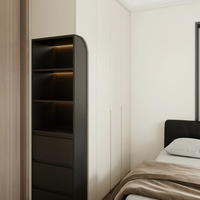 Armoire de chambre en bois avec penderie intérieure en aluminium à 4 portes coulissantes, design coiffeuse, rangement intégré