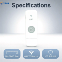 Clé USB WiFi 4G LTE débloquée, version mondiale, modem Cat4 150 Mbps avec emplacement pour carte SIM, routeur WiFi de poche Plug and Play, point d'accès
