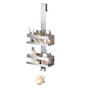 Phong cách mới 304 thép không gỉ treo tường kính màu đen cửa móc áo với móc phòng tắm đôi Tier lưu trữ giá - Product Image 3