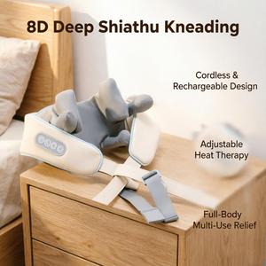 Rechargeable 8D Shiatsu Neck Massager Shawl - <b>Heated</b> Kneading for Neck, Shoulder, Back & Full Body Pain Relief - Product Image 4