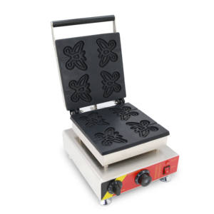 Gaufrier professionnel <span class=keywords><strong>à</strong></span> 4 trous en forme de papillon, machine <span class=keywords><strong>à</strong></span> cuire électrique avec contrôle de la température, acier inoxydable, 220v, neuf - Product Image 5