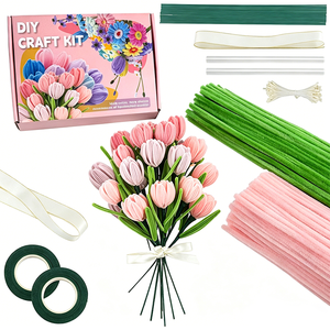 <b>Soft</b> Velvet Fuzzy <b>Wire</b> DIY Craft Kit For Kids Educational Art Projects And Beautiful Fuzzy <b>Wire</b> Flower Decoration Creations - Product Image 1