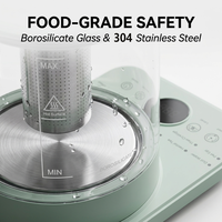 Bouilloire Électrique Multifonction 10-en-1 avec Infuseur à Thé et Cuiseur à Œufs 800W, Bouilloire Intelligente en Verre avec Affichage LED Numérique P1-P10, Certifiée FDA ETL, pour Usage Domestique