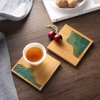 Tapis rond et carré en bois de bambou naturel avec résine époxy, 1 pièce, thermo-isolant pour les boissons, la bière, le café, le thé