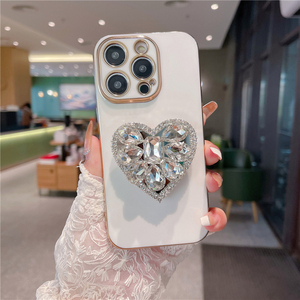 เคสสำหรับ iPhone 14 13 12 11 <span class=keywords><strong>xsmax</strong></span>, เคสโทรศัพท์ชุบโลหะด้วยไฟฟ้าพร้อมที่ยึดรูปหัวใจ - Product Image 5