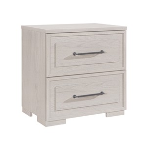 Ciara Beige Nightstand With Two <b>Drawers</b> And Metal Handles <b>For</b> Bedroom <b>Storage</b> - Product Image 2