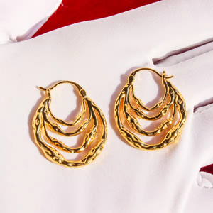 Pendientes de Aro Gruesos Multitrenzados de Acero Inoxidable Chapados en Oro de 18K, Hipoalergénicos, para Mujer - Product Image 5