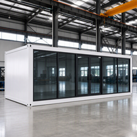 Maison préfabriquée modulaire détachable en conteneur, structure en acier, avec mur-rideau en verre de luxe à deux étages pour bureau