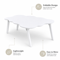 Ensemble de table et chaises pliantes légères en bois en forme de fleur pour fêtes d'enfants, événements d'anniversaire, fêtes en plein air et location