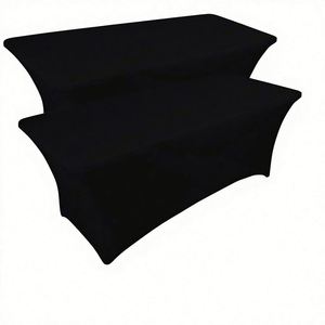 6FT Rectangular Fitted Wrinkle-Free Solid Black Stretch Spandex Tablecloth Washable for Events Parties Weddings - Product Image 2