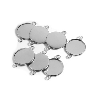 Baki Perhiasan dari Tanah Liat Polimer, Baki Cabochon Kosong dari Baja Anti Karat, Alas DIY untuk Gelang, Komponen Perhiasan - Product Image 4