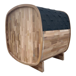 Sauna à vapeur carré extérieur pour 2 à 4 personnes, construction en cèdre rouge avec verre teinté, chauffage 6 kW, pour jardin, patio, cour. - Product Image 2