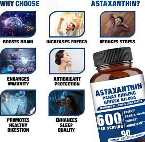 Yüksek organik astaksantin kapsül fabrikası-yetişkinler için Panax Ginseng ile özel etiket beyin enerji takviyesi tedarik - Product Image 3