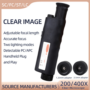 Mini Handheld Fibra Óptica End Face Magnifier 200/400X Multiplica Fibra Microscópio de Inspeção 2.5mm(SC/FC/ST) 1.25mm(LC) Adaptador - Product Image 2