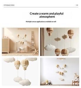 Adorno Colgante de Globo Aerostático de Ratán Natural Tejido, Colgante de Nube de Madera Hecho a Mano, Decoración para Habitación Infantil, Bebé - Product Image 4