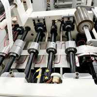 Machine entièrement automatique à grande vitesse pour la fabrication de sacs en papier à alimentation par feuilles, avec poignée plate torsadée et collage de carton au fond