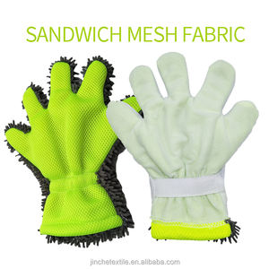 Gants de lavage de voiture en <span class=keywords><strong>microfibre</strong></span> chenille pelucheuse universelle verte à cinq doigts, super absorbants, <span class=keywords><strong>pour</strong></span> le nettoyage automobile - Product Image 3