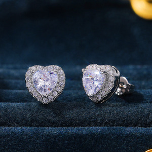 Pendientes de cristal con forma de corazón de Lucky Brand, engaste de plata 925, joyería romántica para boda para mujer - Product Image 5
