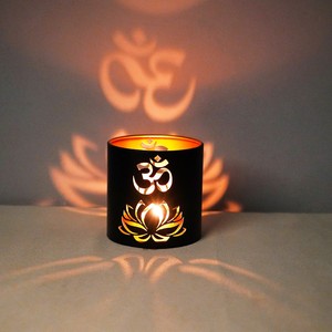 Soporte de vela trenzado de alambre de Metal dorado de estilo indio, diseño de loto de sombra, farolillos, tarros de velas para Decoración de mesa - Product Image 2