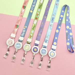Koreanische Trendy Cute Cartoon verstellbare dehnbare Snap-On Neck Lanyard Polyester Long Epoxy Logo Abzeichen Rollen riemen - Product Image 1