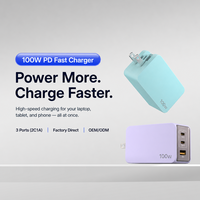 Chargeur portable 100W PD USB-C Type-C avec prises US, UK, AU – Adaptateur secteur à charge rapide pour smartphones, ordinateurs portables, tablettes et appareils de voyage