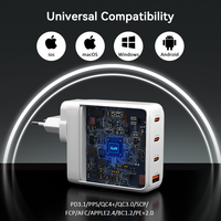 Chargeur universel de voyage GaN 140W 4 ports PD3.1 à charge rapide, adaptateur de charge avec prise EU/AU/US/UK pour ordinateur portable et smartphone