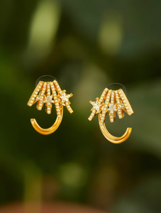 Stud Earrings Gold Plated Crystal Star Shape Women's Party Fashion Jewelry Trendy Alloy Rhinestone Round Brilliant Cut - Product Image 2