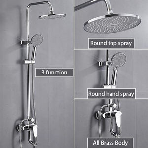 Bathroom Rain Black <b>Shower</b> Mixer <b>Shower</b> 3 Functions <b>Bathing</b> <b>Set</b> Storage Rack Type Contemporary Exposed <b>Shower</b> Faucet - Product Image 6