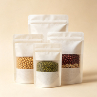Sachets Doypack en papier Kraft blanc avec fenêtre et fermeture éclair refermable pour aliments et emballage de fruits secs, impression personnalisée disponible, 100 pièces