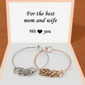 Pulsera de Acero Personalizada con Letras Grabadas, Abalorios de Amor, Set Rosa, Brazaletes de Oro de 18K para Mujer, Joyería - Product Image 3