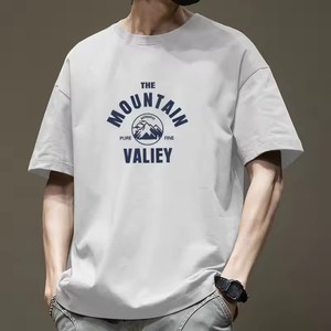 เสื้อยืดผ้าทอทรงลำลองสำหรับผู้ชาย Mountain Valley - เสื้อยืดแขนสั้นสไตล์วินเทจสำหรับกิจกรรมกลางแจ้งรักษ์โลก - Product Image 5