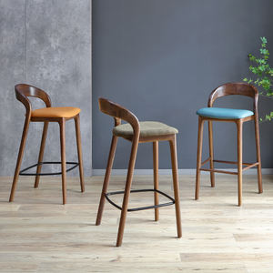 Tabouret de <span class=keywords><strong>Bar</strong></span> Moderne Minimaliste en Bois Massif Nouveau <span class=keywords><strong>Style</strong></span> Chinois Vintage en Noyer Noir Tabouret Haut Léger de Luxe Chaise de Bureau Avant - Product Image 3