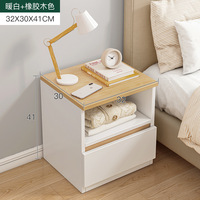 Mesa de Noche con Bordes Estilo Crema, Diseño Moderno y Contemporáneo, Superficie de Madera Resistente para Apartamento, Hotel, Hogar, Dormitorio, Hospital