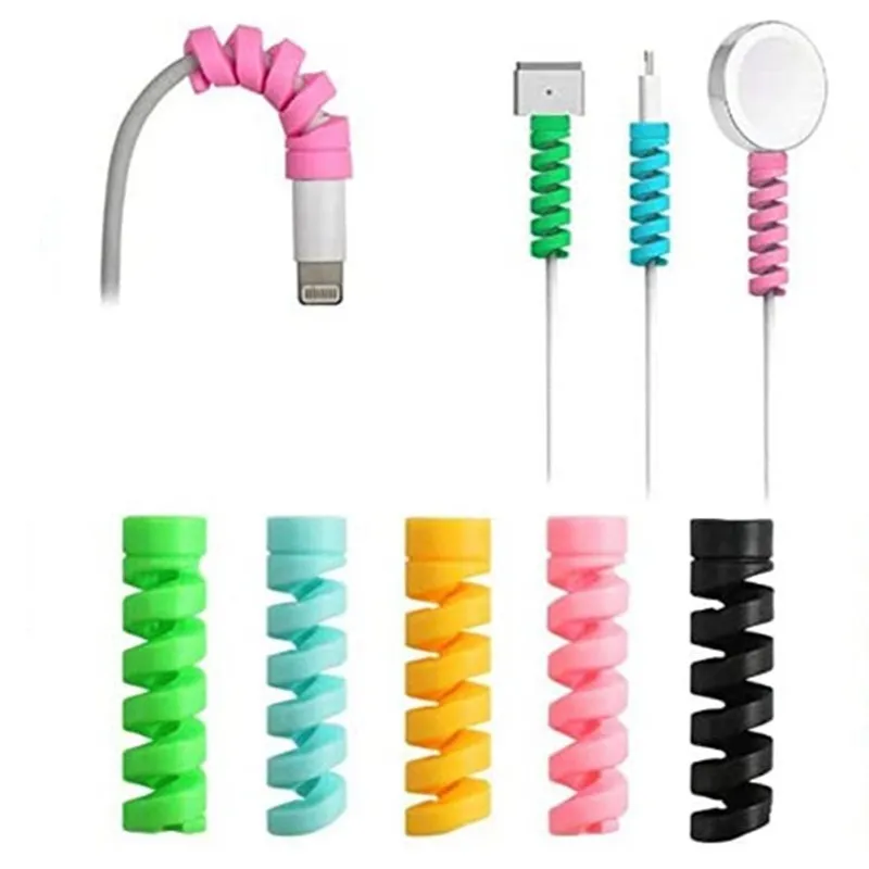 Spiral Cable Protector Silicone Data Line Protective Winder For Iphone Android USB Charging Headset Line Protective Case
