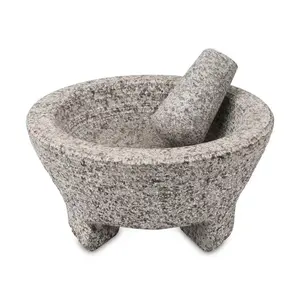 factory natural stone customized tool capsicum 20*9cm Reuse family hand movement granite pestle and mortar