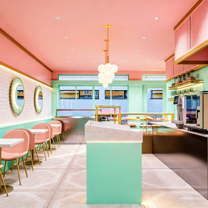 Sweet System Ice Cream Dessert Shop LED <strong>Glass</strong> Display Cabinet with Gold Frame and Metal <strong>Shelving</strong> for Retail Showroom - Product Image 6