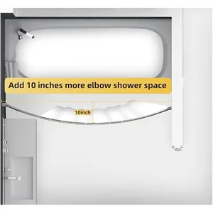 HB Adjustable Curved Shower Curtain Rod Rustproof Premium Stainless Steel 304 Telescoping Design Shower Rod