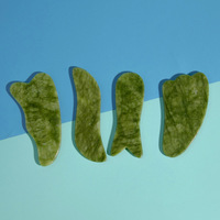 Jade vert Gua Sha masseur de visage Jade naturel pur Guasha outil de soin de la peau écologique Logo personnalisé marque privée Gua Sha ensemble pour