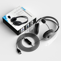Headset Over Ear Laris Manis dengan Mikrofon untuk Kantor, Call Center, Perjalanan, Penggunaan Nirkabel, Peredam Kebisingan untuk PC dan Ponsel