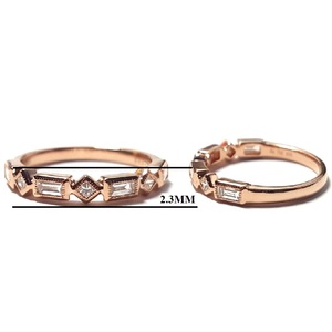 Bague de mariage fine en or rose 18 carats avec diamants véritables sertis en baguette, fabrication directe d'usine en Chine, pour femme, pour les fêtes - Product Image 2