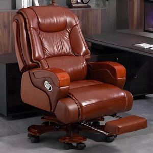 Silla ejecutiva giratoria de cuero con función de masaje y altura ajustable para adultos y personas mayores - Product Image 2