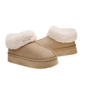 Bottes de neige personnalisées pour femmes, automne/hiver, talon plat, garniture en fourrure de laine mélangée, semelle en PVC durable, en similicuir, montantes, souples, prix usine - Product Image 4