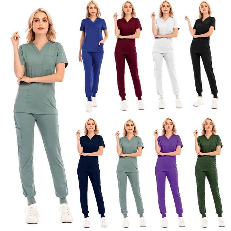 Scrubs uniforms sets nurse fashionable custom unisex fashion long sleeve plus size men nursing scrubs uniforms sets