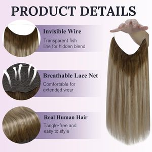 Extension per capelli invisibili con clip, in vero capello umano Remy, Balayage Marrone Noce/Cenere, Biondo Burro, 70g, Permabile - Product Image 2