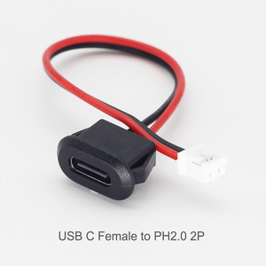Кабель питания USB-C на PH 2.0 JST 2pin с открытыми проводами, порт зарядки, разъем USB-C (гнездо) с корпусом из ABS-пластика, удобный и прочный - Product Image 6