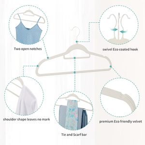Heavy Duty <b>Plastic</b> Velvet Hangers for Clothes Flocking Non-slip Space Saving Wardrobe Use Single Tier - Product Image 6