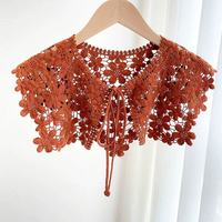 Faux col en dentelle détachable avec motif de broderie vintage pour femme